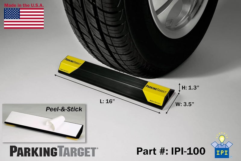 IPI ParkingTarget 16” 1 pcs U.S.A. Garage Heavy Duty Parking Aid Car Stop Indicator Protects Car & Walls Stopper Easy Install Peel and Stick Gadget -100 1 Pack, Part - 16"L x 1.25”H - Image 2